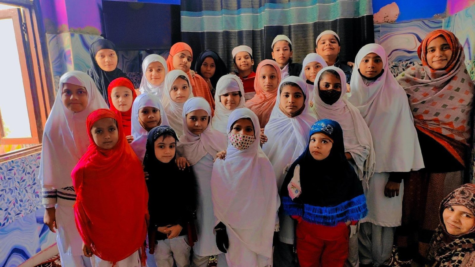 Students attending online class